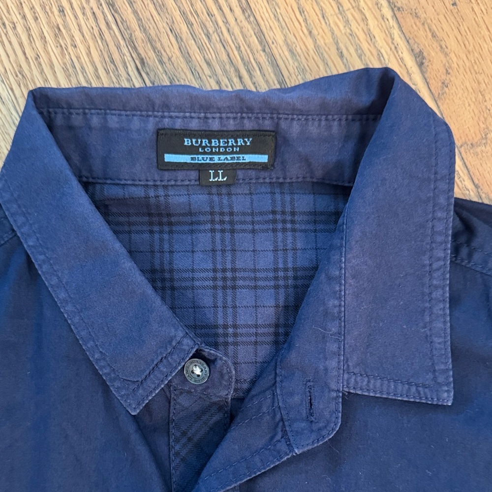 Burberry London Blue Label Men's Navy Blue Short Sleeve Shirt Size: LL  Japan - Picture 3 of 13